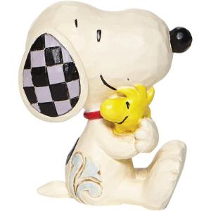 Enesco Peanuts by Jim Shore Snoopy Hugging Woodstock Miniature Figurine, 2.5 Inch, Multicolor