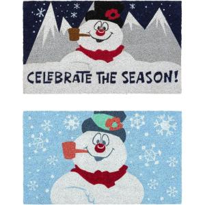 Gertmenian Peanuts Snoopy Coir Doormat – 2×3 Welcome Mat (2-Pack), Ideal for High Traffic Areas in Front Door, Garage, Entryway – Welcome, 80022(Frosty Blue/Celebrate)