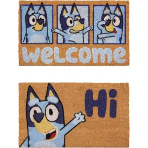 Gertmenian Peanuts Snoopy Coir Doormat – 2×3 Welcome Mat (2-Pack), Ideal for High Traffic Areas in Front Door, Garage, Entryway – Welcome, 80022(Hi/Bluey Patch)