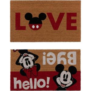 Gertmenian Peanuts Snoopy Coir Doormat – 2×3 Welcome Mat (2-Pack), Ideal for High Traffic Areas in Front Door, Garage, Entryway – Welcome, 80022(Mickey & Minnie Love/Hello)