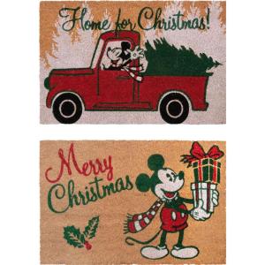 Gertmenian Peanuts Snoopy Coir Doormat – 2×3 Welcome Mat (2-Pack), Ideal for High Traffic Areas in Front Door, Garage, Entryway – Welcome, 80022(Retro Mickey Home for Christmas/Merry Christmas)