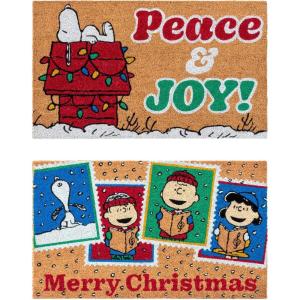 Gertmenian Peanuts Snoopy Coir Doormat – 2×3 Welcome Mat (2-Pack), Ideal for High Traffic Areas in Front Door, Garage, Entryway – Welcome, 80022(Snoopy Peace & Joy)