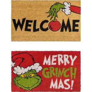 Gertmenian Peanuts Snoopy Coir Doormat – 2×3 Welcome Mat (2-Pack), Ideal for High Traffic Areas in Front Door, Garage, Entryway – Welcome, 80022(The Grinch Welcome/Merry Grinchmas)