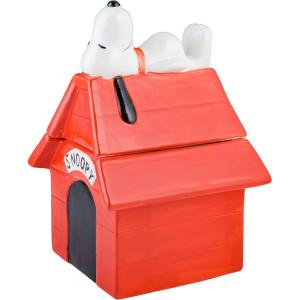Peanuts Classic Snoopy Cookie Jar, 10.7-Inch Ceramic Kitchen Storage Container, Cartoon Collectible Treat Jar for Cookies and Snacks(Snoopy Doghouse)