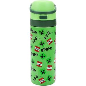 Peanuts Snoopy and Woodstock 24 Oz. Stainless Steel Water Bottle(Minecraft Boom Green)