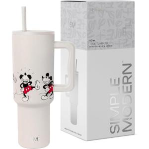 Simple Modern Peanuts 40 oz Tumbler with Handle and Straw Lid | Insulated Reusable Stainless Steel Water Bottle Travel Mug | Gifts for Women Men | Trek Collection | 40oz | Snoopy Sports(Disney: Mickey Mouse Dances)