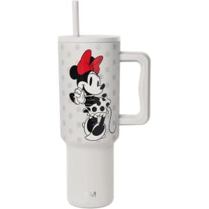 Simple Modern Peanuts 40 oz Tumbler with Handle and Straw Lid | Insulated Reusable Stainless Steel Water Bottle Travel Mug | Gifts for Women Men | Trek Collection | 40oz | Snoopy Sports(Disney: Minnie Mouse Love)