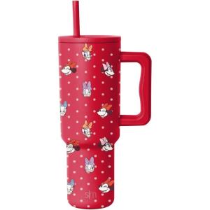 Simple Modern Peanuts 40 oz Tumbler with Handle and Straw Lid | Insulated Reusable Stainless Steel Water Bottle Travel Mug | Gifts for Women Men | Trek Collection | 40oz | Snoopy Sports(Disney: Minnie Dots and Faces)