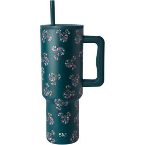Simple Modern Peanuts 40 oz Tumbler with Handle and Straw Lid | Insulated Reusable Stainless Steel Water Bottle Travel Mug | Gifts for Women Men | Trek Collection | 40oz | Snoopy Sports(Disney: Mickey Mouse Floral Riptide)