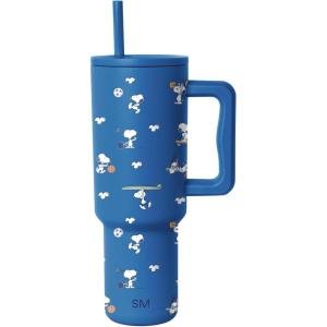 Simple Modern Peanuts 40 oz Tumbler with Handle and Straw Lid | Insulated Reusable Stainless Steel Water Bottle Travel Mug | Gifts for Women Men | Trek Collection | 40oz | Snoopy Sports(Peanuts: Snoopy Sports)