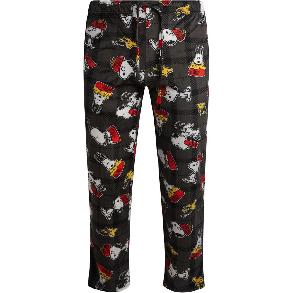 image:imageCOCO BRANDS Mens Pajama Pants  Peanuts Snoopy Pajamas Breathable Soft Stretch Pajama Bottoms Sleep Pants for MenGrey Dog Bowl Print Snoopy