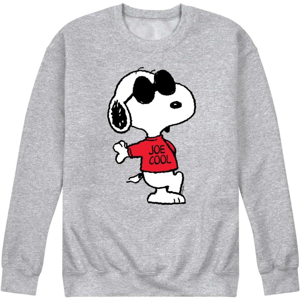 image:imageHYBRID APPAREL  Peanuts  70s Retro Snoopy Mens Long Sleeve Fleece Crewneck SweatshirtJoe Cool  Athletic Heather