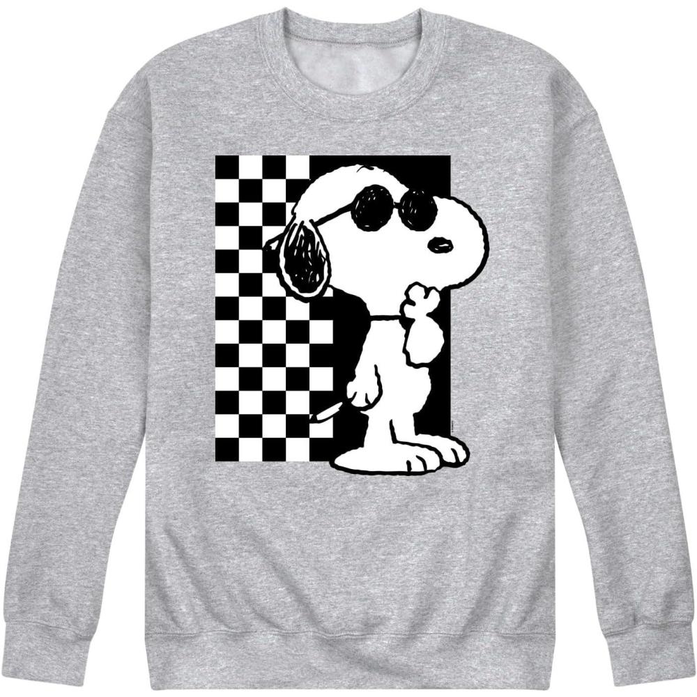 image:imageHYBRID APPAREL  Peanuts  70s Retro Snoopy Mens Long Sleeve Fleece Crewneck SweatshirtSnoppy Coolness  Athletic Heather