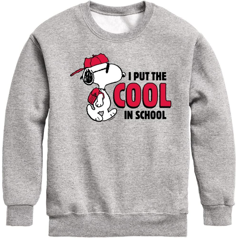 image:imageHYBRID APPAREL  Peanuts  Snoopy  I Put the Cool in School  Toddler amp Youth Crewneck Fleece SweatshirtAthletic Heather