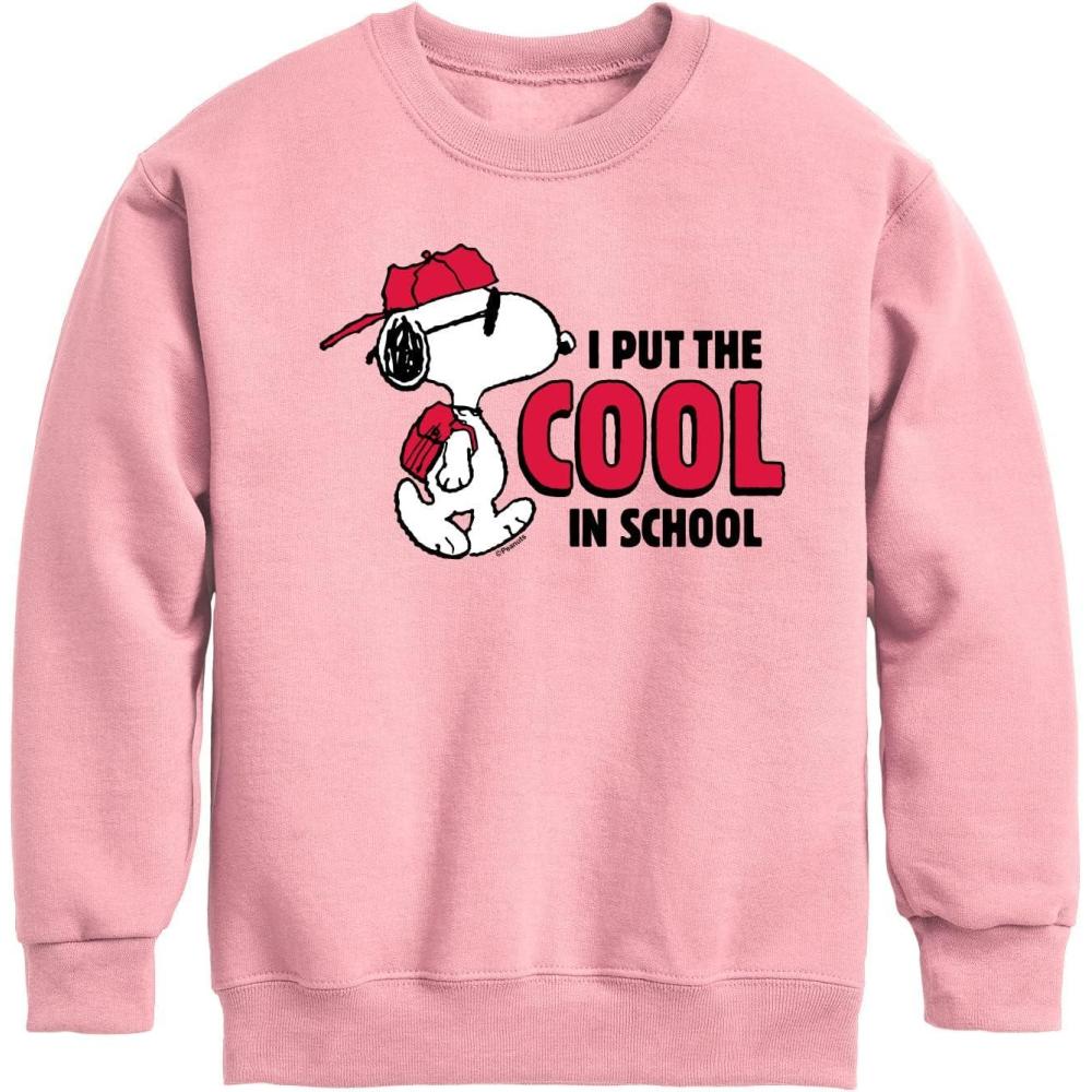 image:imageHYBRID APPAREL  Peanuts  Snoopy  I Put the Cool in School  Toddler amp Youth Crewneck Fleece SweatshirtMauve