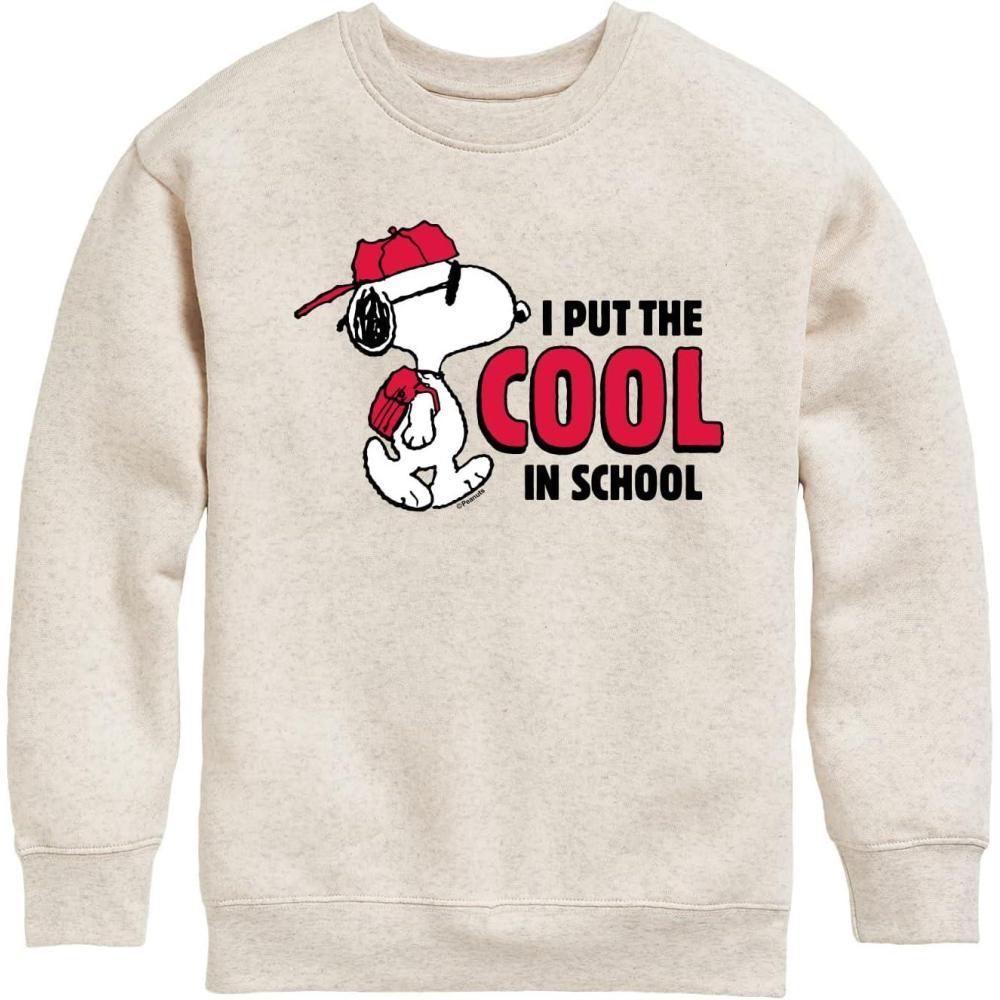 image:imageHYBRID APPAREL  Peanuts  Snoopy  I Put the Cool in School  Toddler amp Youth Crewneck Fleece SweatshirtNatural
