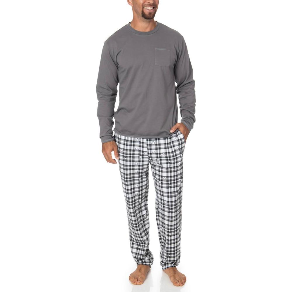 image:imagePeanuts Snoopy Family Matching Pajamas Comfy PJs Sleepwear 2Piece Sets for ChristmasMens Black Plaid
