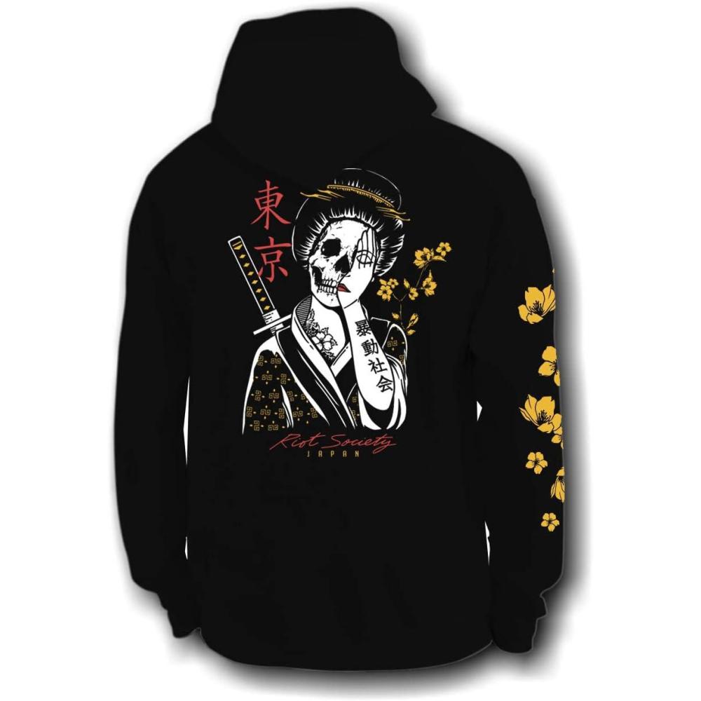 image:imageRiot Society Mens Graphic or Embroidered Hoodie Hooded SweatshirtGeisha Shame 20 Black