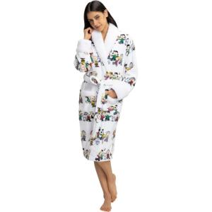 Berkshire Blanket Peanuts® Snoopy Women’s Warm Robe with Exclusive VelvetLoft® Fabric and Sherpa Collar(Peanuts Laughing White)