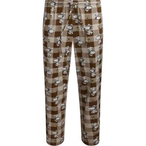 COCO BRANDS Mens Pajama Pants – Peanuts Snoopy Pajamas Breathable Soft Stretch Pajama Bottoms Sleep Pants for Men(Plaid Brown Camper Snoopy)