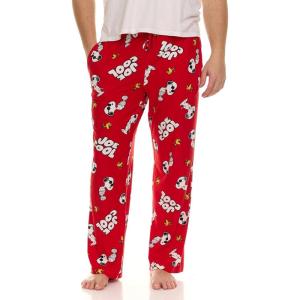 COCO BRANDS Mens Pajama Pants – Peanuts Snoopy Pajamas Breathable Soft Stretch Pajama Bottoms Sleep Pants for Men(Red Snoopy Joe Cool Chillin Toss)