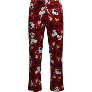 COCO BRANDS Mens Pajama Pants – Peanuts Snoopy Pajamas Breathable Soft Stretch Pajama Bottoms Sleep Pants for Men(Red Snoopy Joe Cool Graffiti Print)