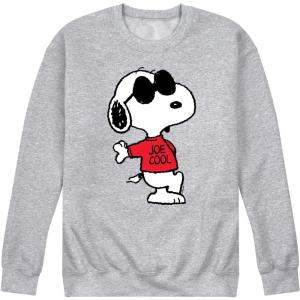 HYBRID APPAREL – Peanuts – 70’s Retro Snoopy Men’s Long Sleeve Fleece Crewneck Sweatshirt(Joe Cool – Athletic Heather)