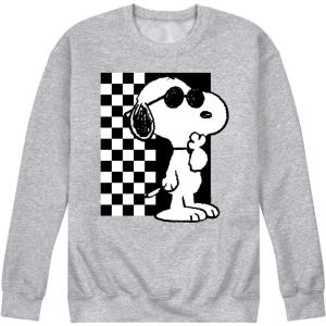 HYBRID APPAREL – Peanuts – 70’s Retro Snoopy Men’s Long Sleeve Fleece Crewneck Sweatshirt(Snoppy Coolness – Athletic Heather)