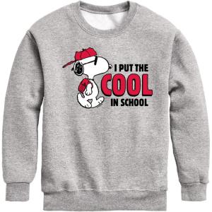 HYBRID APPAREL – Peanuts – Snoopy – I Put the Cool in School – Toddler & Youth Crewneck Fleece Sweatshirt(Athletic Heather)