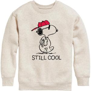 HYBRID APPAREL – Peanuts – Snoopy Still Cool – Toddler & Youth Crewneck Fleece Sweatshirt(Natural)
