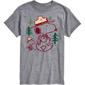HYBRID APPAREL – Peanuts – Snoopy Woodstock Hiking – Men’s Short Sleeve Graphic T-Shirt(Athletic Heather)