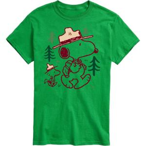HYBRID APPAREL – Peanuts – Snoopy Woodstock Hiking – Men’s Short Sleeve Graphic T-Shirt(Green)