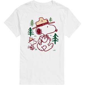 HYBRID APPAREL – Peanuts – Snoopy Woodstock Hiking – Men’s Short Sleeve Graphic T-Shirt(White)
