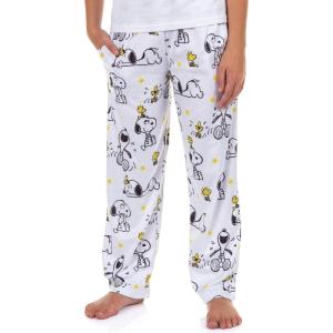 Peanuts Pajamas Kids Snoopy and Woodstock Laughing Lounge Bottoms Pj Pants(White)