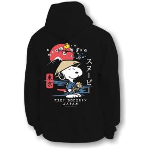 Riot Society Men’s Graphic or Embroidered Hoodie Hooded Sweatshirt(Peanuts Snoopy & Woodstock Samurai (Black))