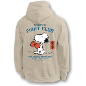 Riot Society Men’s Graphic or Embroidered Hoodie Hooded Sweatshirt(Peanuts Snoopy’s Fight Club (Sand))