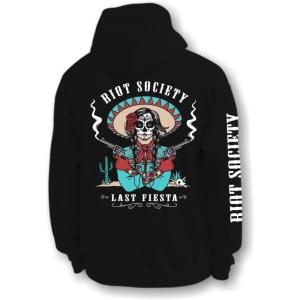 Riot Society Men’s Graphic or Embroidered Hoodie Hooded Sweatshirt(The Last Fiesta Vaquera Cowgirl (Black))