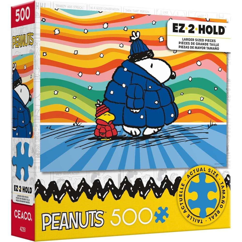 image:imageCeaco  Peanuts  Puffer Coat  500 Piece Jigsaw Puzzle  Oversized Pieces  Easy to Hold  EZ Hold