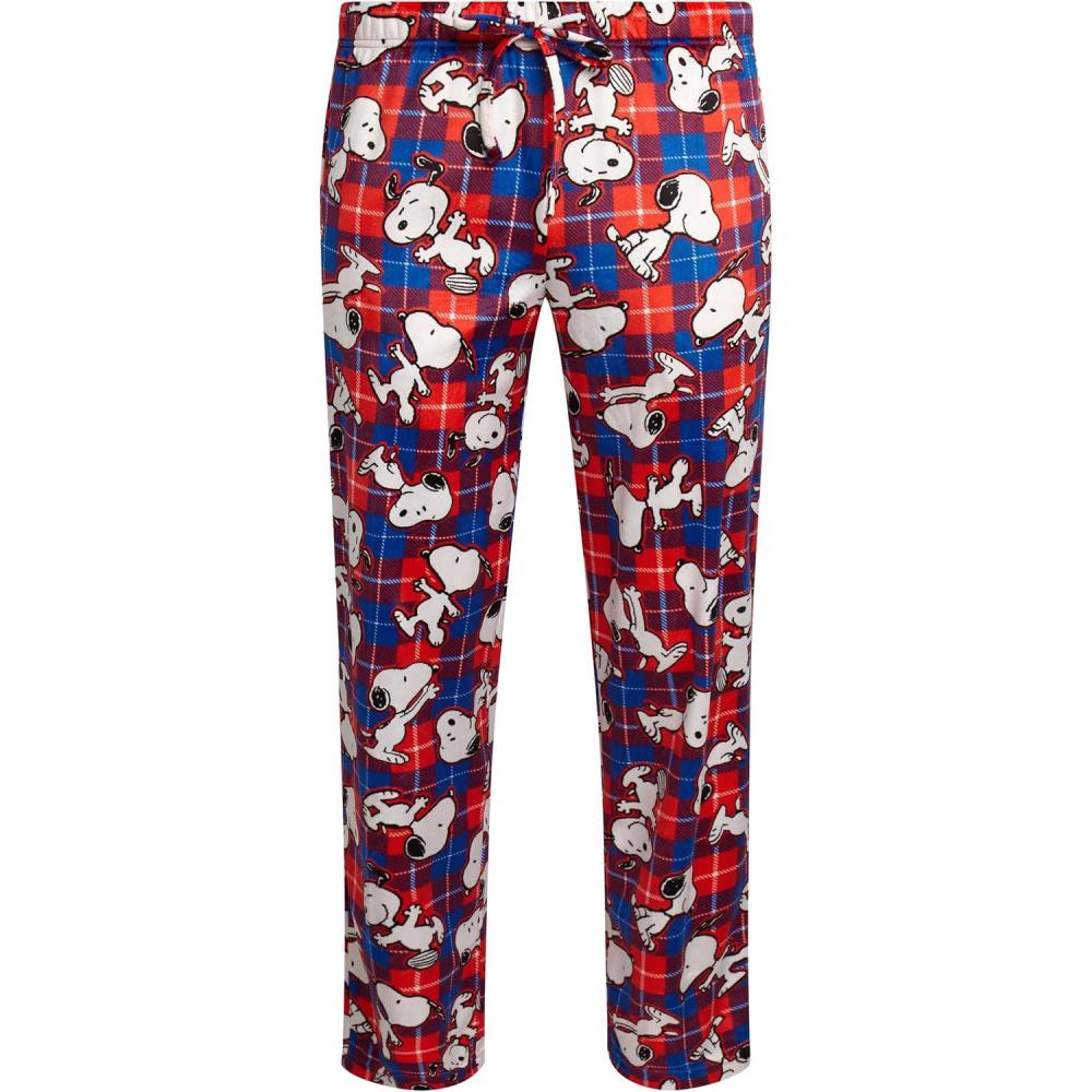 image:imageCOCO BRANDS Mens Pajama Pants  Peanuts Snoopy Pajamas Breathable Soft Stretch Pajama Bottoms Sleep Pants for MenPlaid Red Toss Snoopy