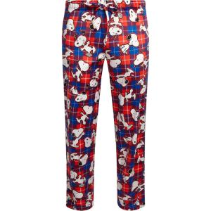 COCO BRANDS Mens Pajama Pants – Peanuts Snoopy Pajamas Breathable Soft Stretch Pajama Bottoms Sleep Pants for Men(Plaid Red Toss Snoopy)