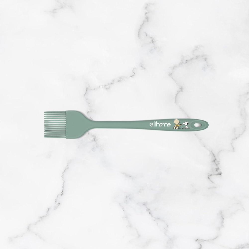 image:imageElihome  Peanuts Silicone Basting Brush 875  Heat Resistant to 600F FoodGrade Platinum Silicone Seamless 1Piece Design NonStick Safe Dishwasher Safe Dark GreySage Green